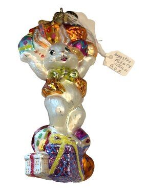 Christopher Radko Eggstra Plenty Bunny 2001  Blown Glass Collectible Ornament